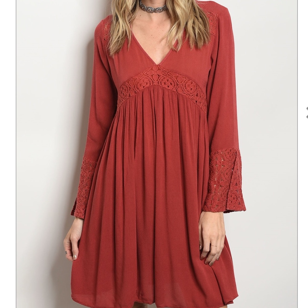 LAST Rust Long Sleeve Dress 06029 - Picture 3 of 3